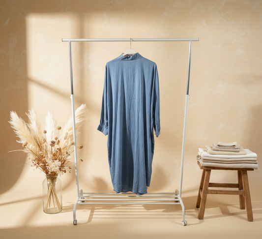 Buttoned Down Long Light Blue Blouse