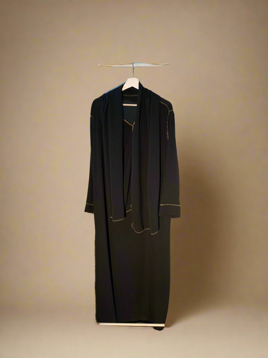 Golden Lining Black Dress & Poncho