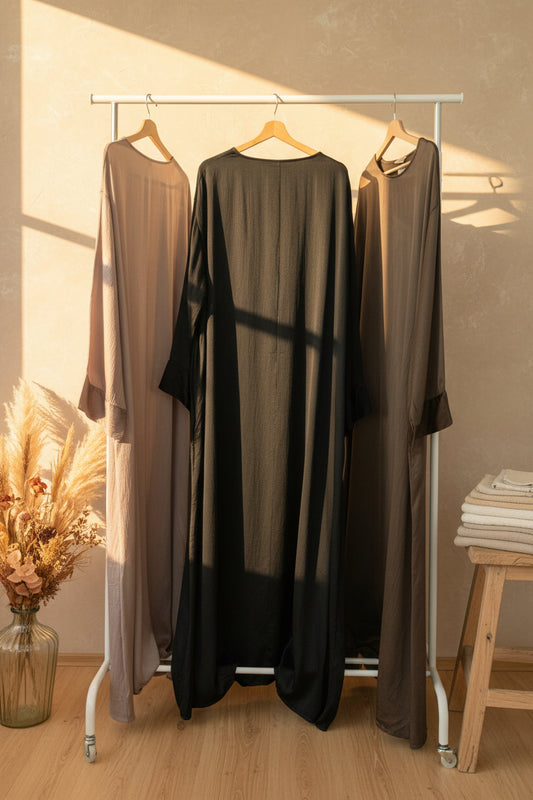 Rigged Silky Black Gown