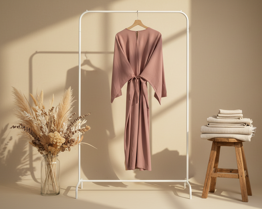 Pink Big Sleeved & Tied Dress.