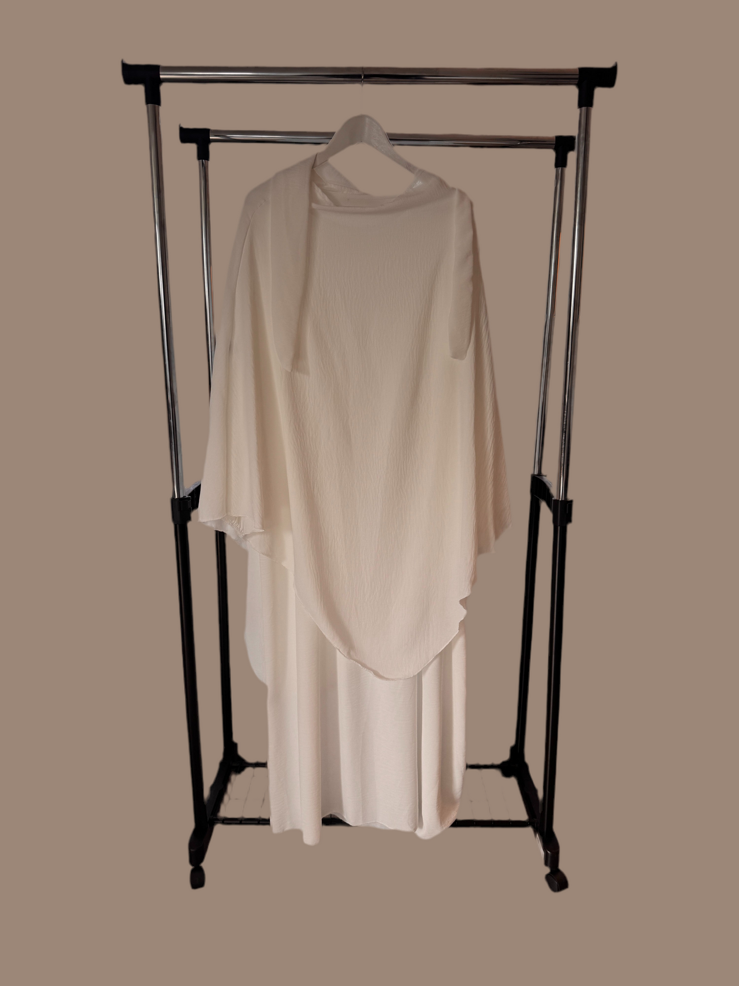 White Flowing Khimar Set