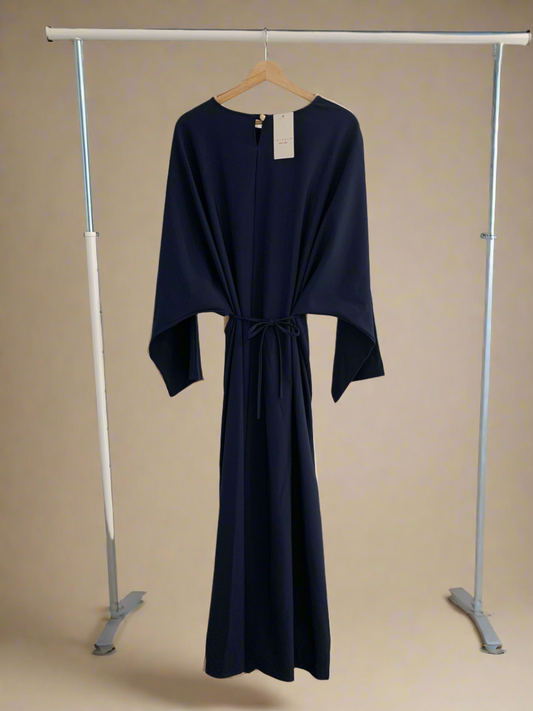 Flow-Tied Navy Blue Dress