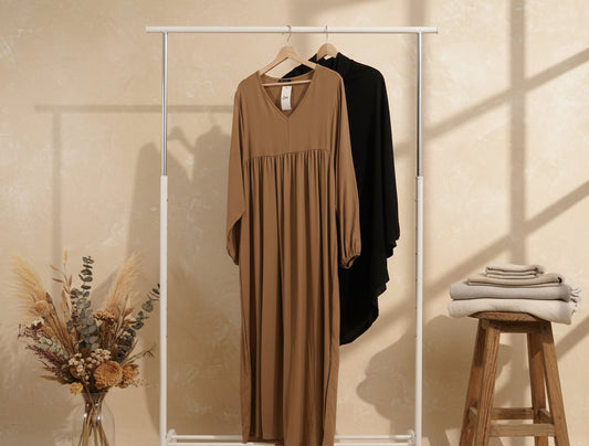 Biscoff Black Khimar Set