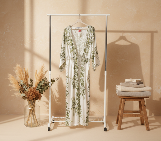 Dark Green & White Floral Abaya