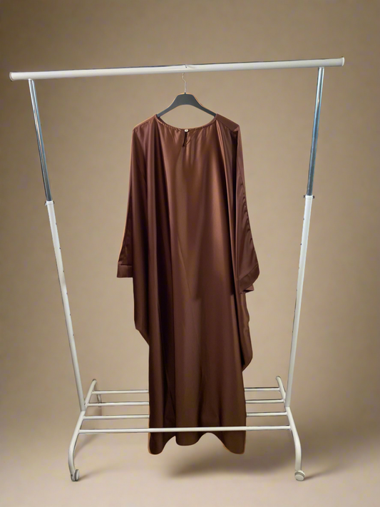 Majestic Brown Silky Butterfly Abaya