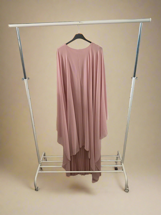Elegant Caped & Pleated Dress
