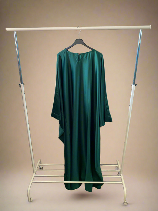 Majestic Emerald Green Silky Butterfly Abaya