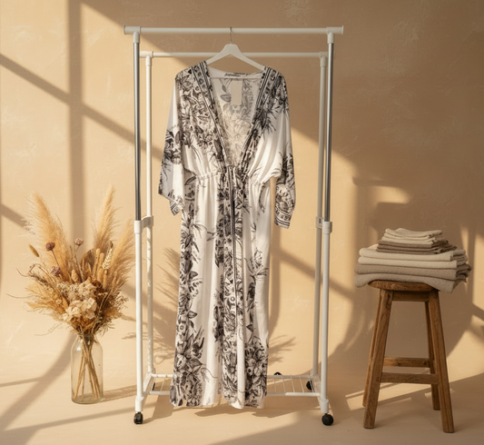 Black & White Floral Abaya