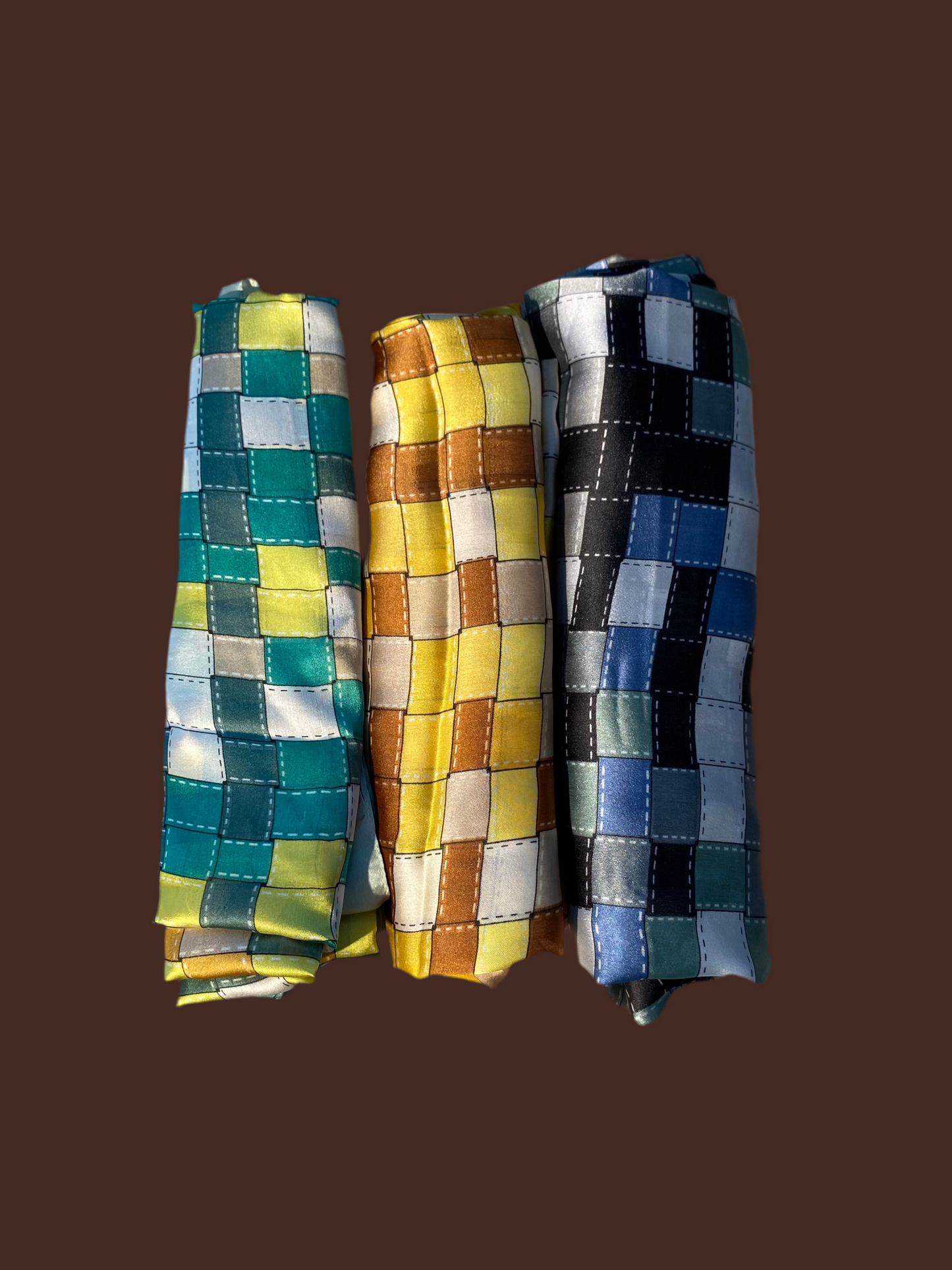 Silky Yellow Tones & Squared Design Hijab