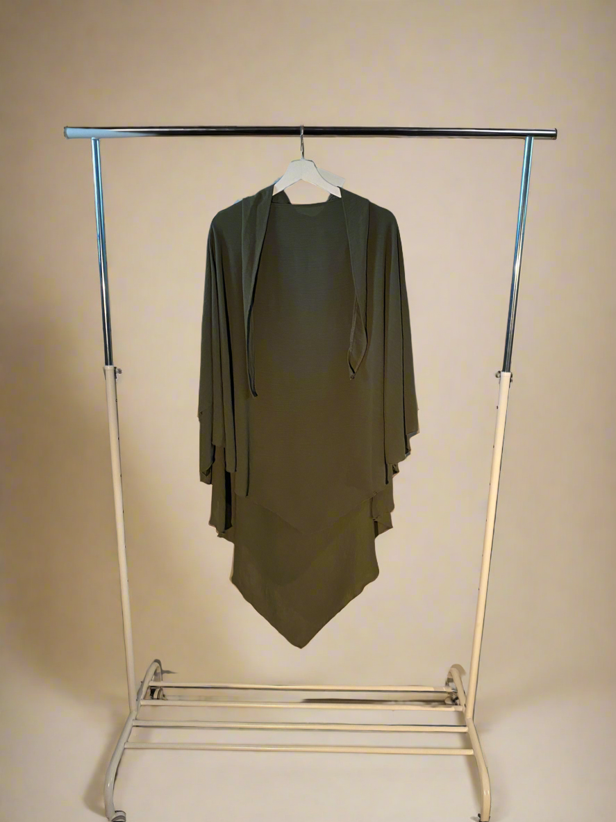 Double Layer Dark Green Khimar
