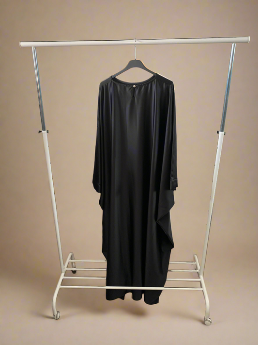Majestic Black Silky Butterfly Abaya