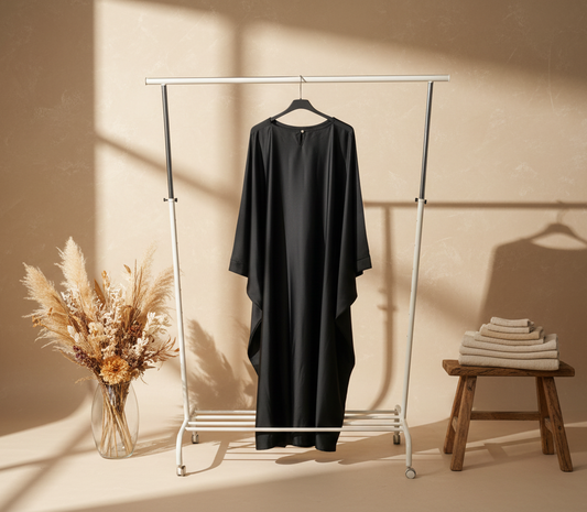 Majestic Black Silky Butterfly Gown