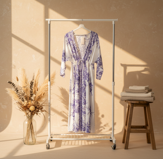 Purple & White Floral Abaya