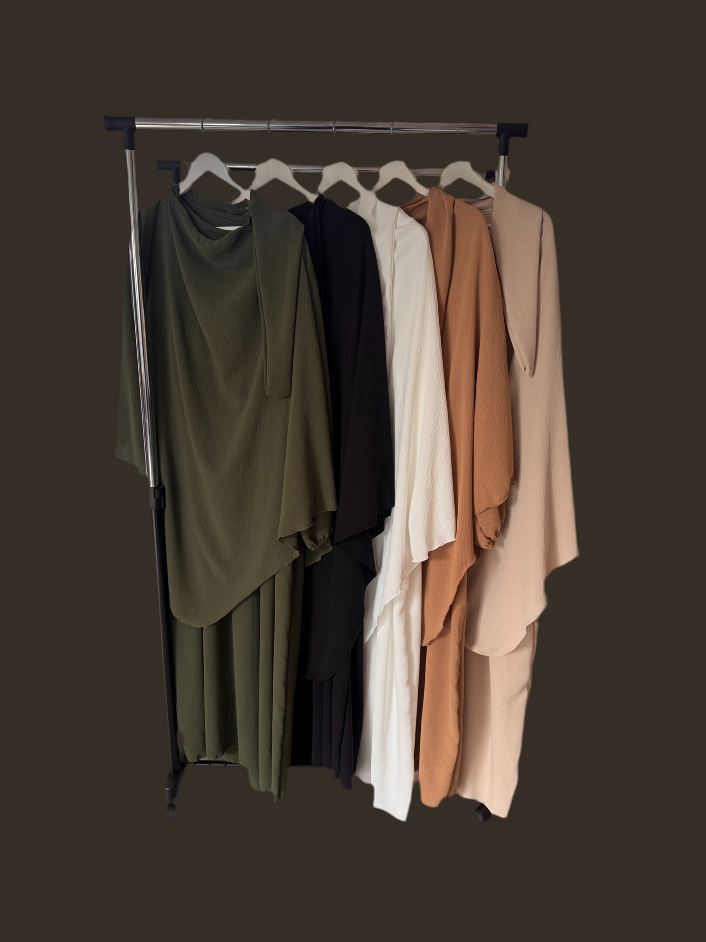 Beige Flowing Khimar Set