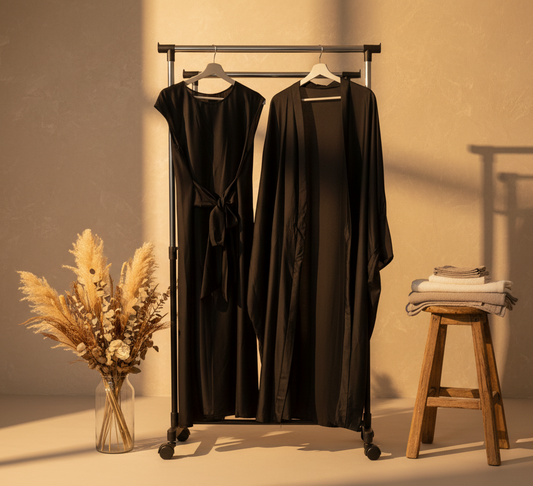 Silky Black Abaya Set