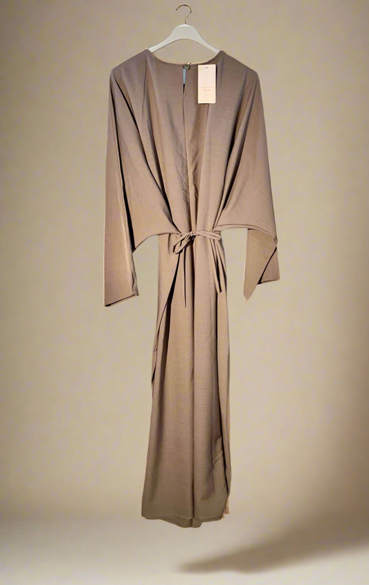 Flow-Tied Taupe Dress