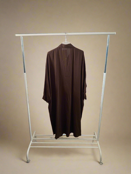 Buttoned Down Long Brown Blouse