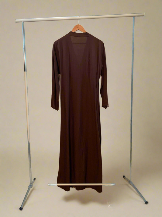 Brown Tied Thin Abaya Jacket