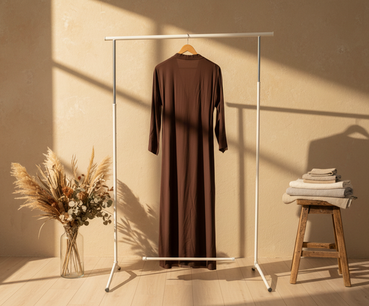 Brown Cross Tied Thin Abaya Jacket
