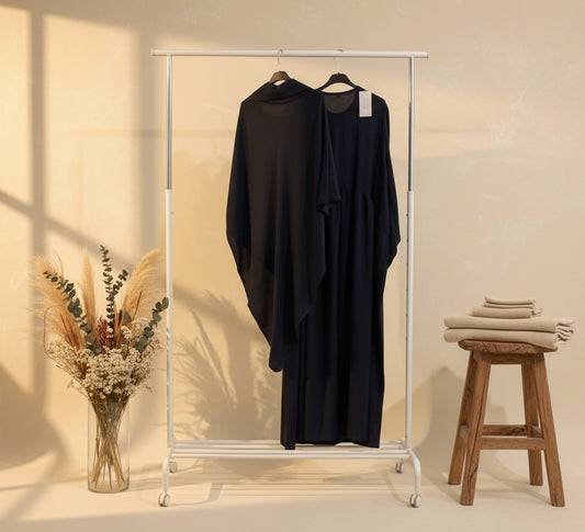 Night Blue Butterfly Dress & Spear Khimar Set