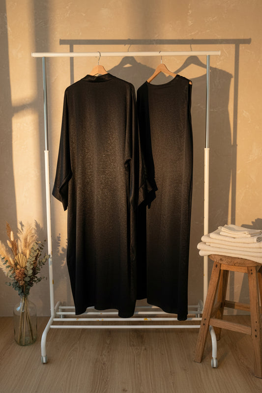Distress Designed Black Abaya Set
