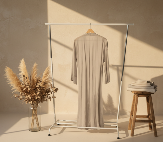 Crème Cross Tied Thin Abaya Jacket