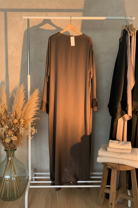 Rigged Silky Bronze Gown