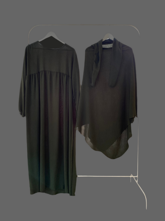 Green Flowing Khimar Set