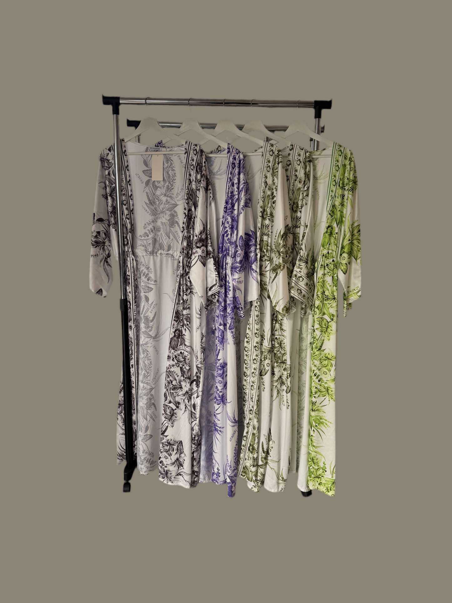Green & White Floral Abaya