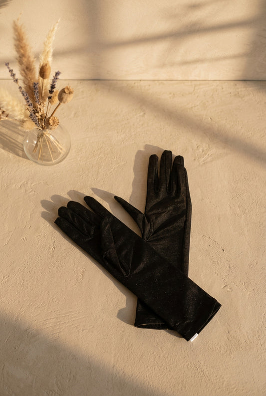 Flowered Black Gloves