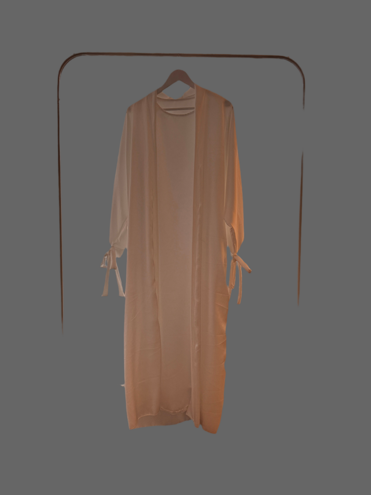 Silky White Ribboned Abaya Set
