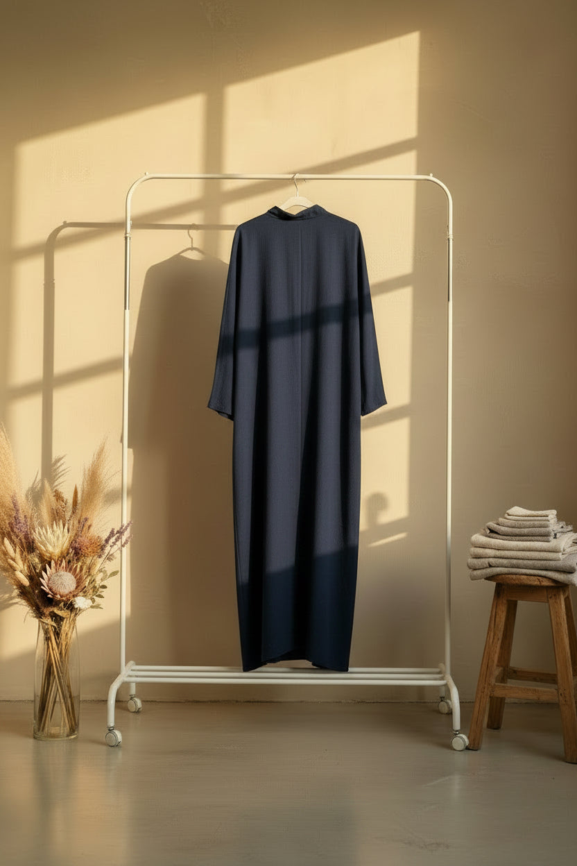 Navy Blue Open Collar Dress