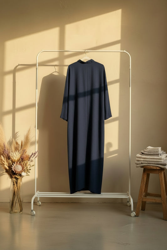 Navy Blue Open Collar Dress