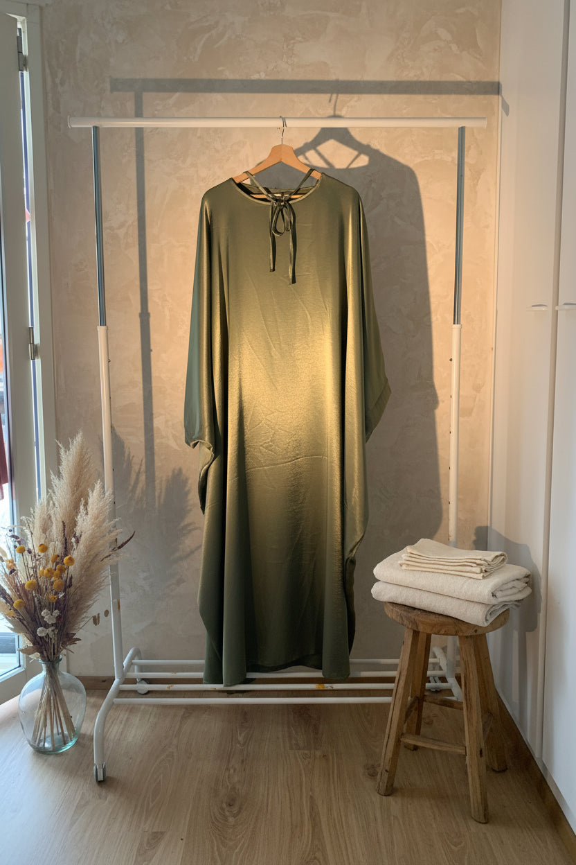 Glamorous Ruby Green Silky Butterfly Abaya