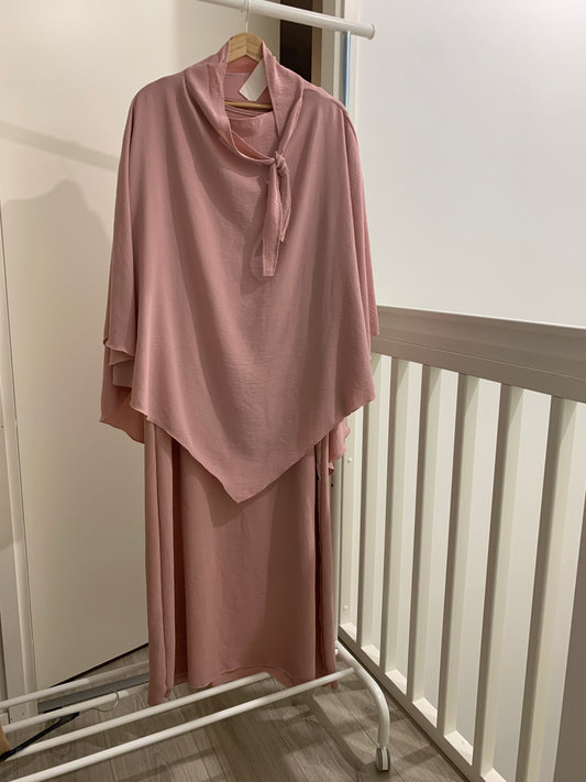Rosé Flowing Double Layered Khimar Set
