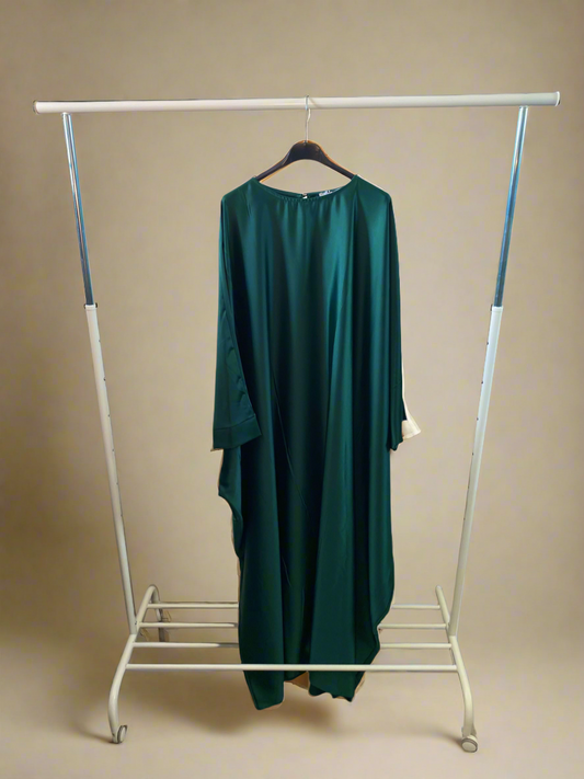 Majestic Emerald Green Silky Butterfly Abaya