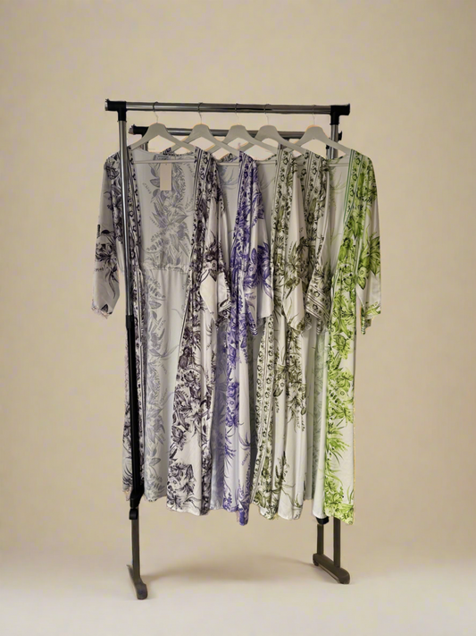 Green & White Floral Abaya