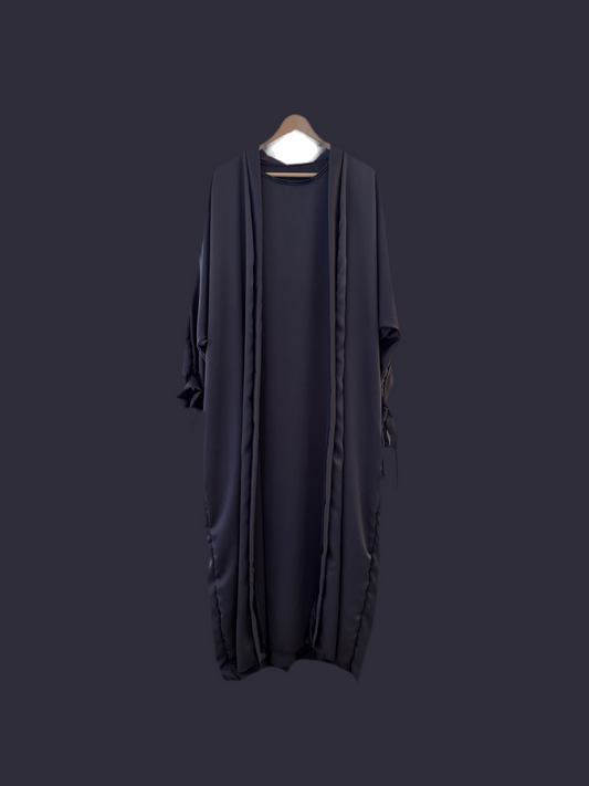 Silky Blue Ribboned Abaya Set