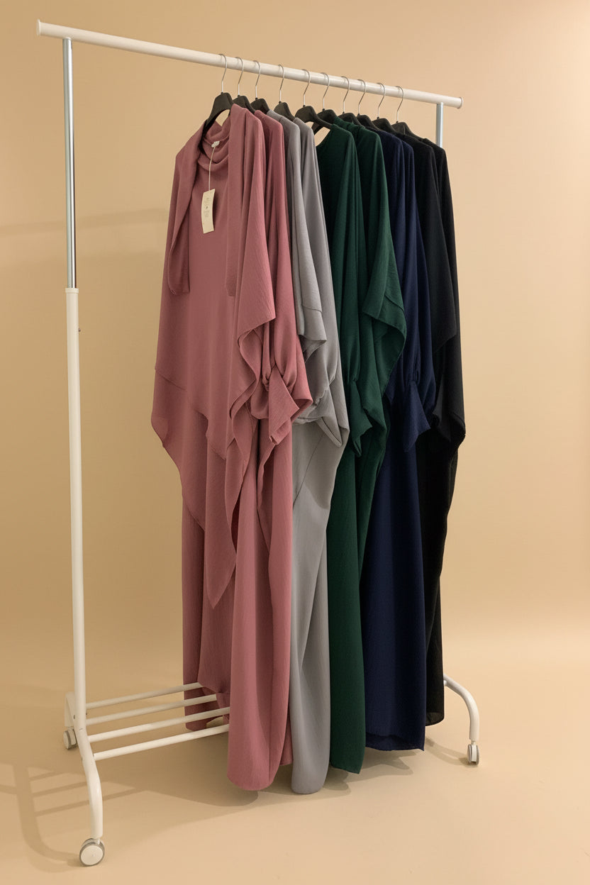 Pink Butterfly Dress & Speared Khimar Set