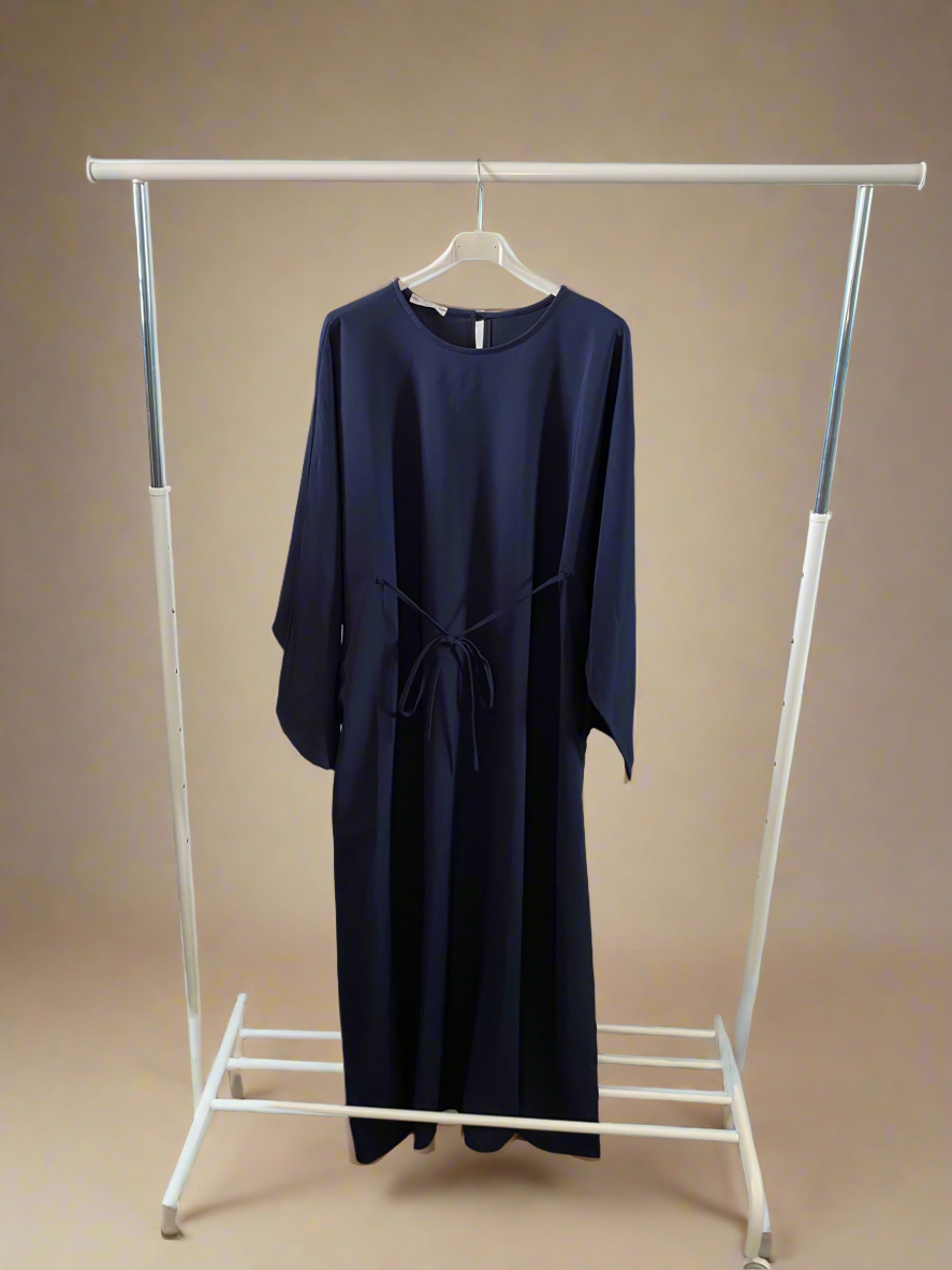 Flow-Tied Navy Blue Dress