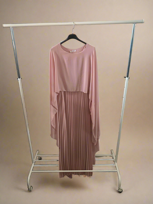 Elegant Caped & Pleated Dress