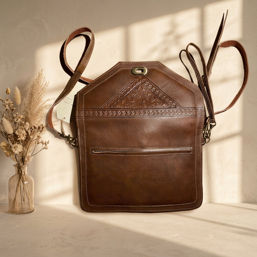 Leather Camel Brown Moroccan Shoulder Bag