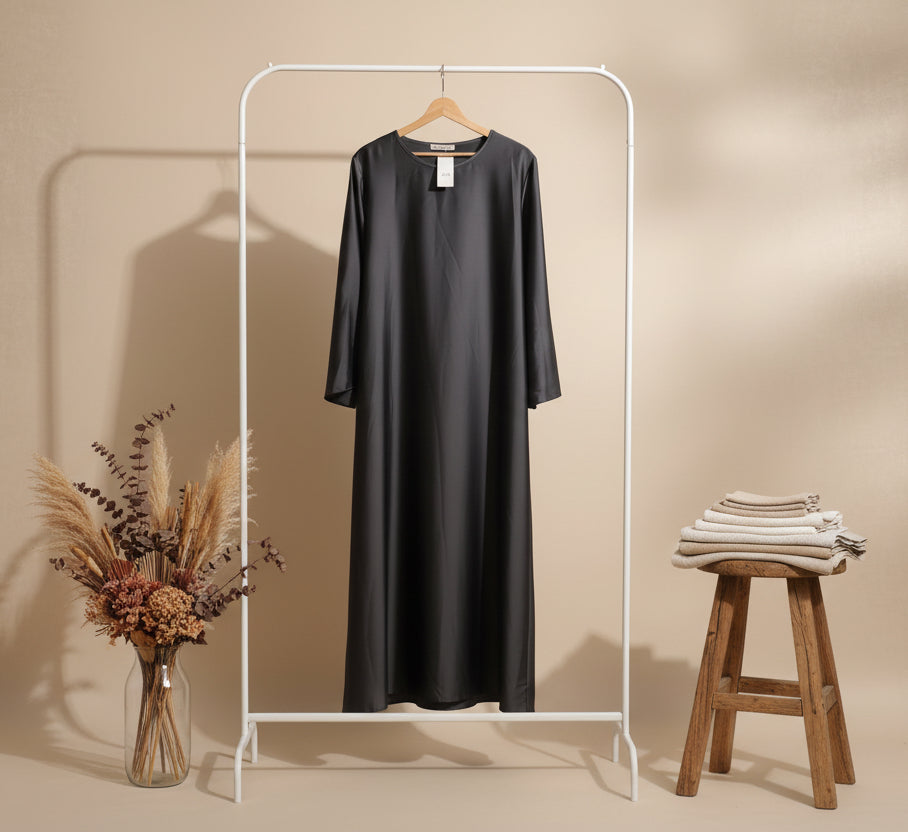 Silky Dark Grey Ball Gown