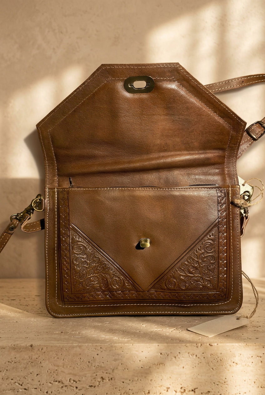 Leather Camel Brown Moroccan Shoulder Bag