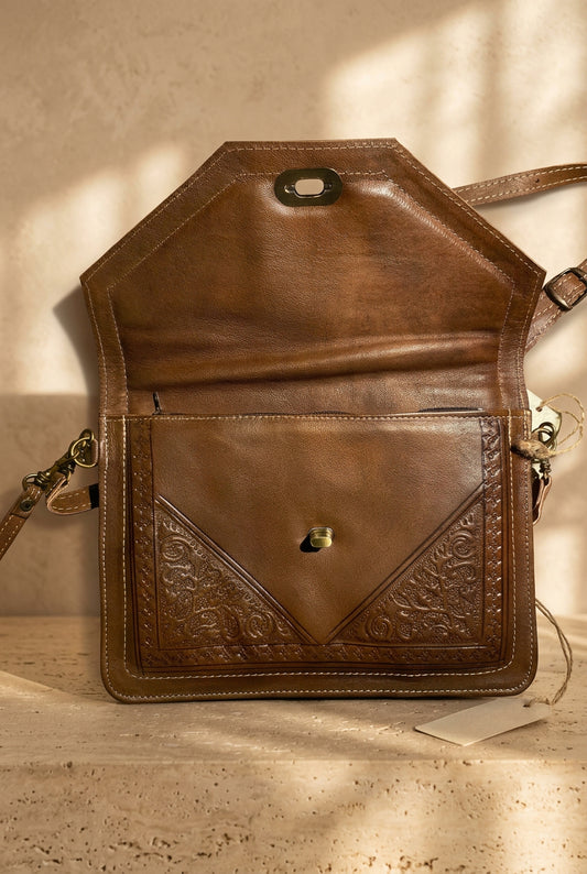 Leather Camel Brown Moroccan Shoulder Bag