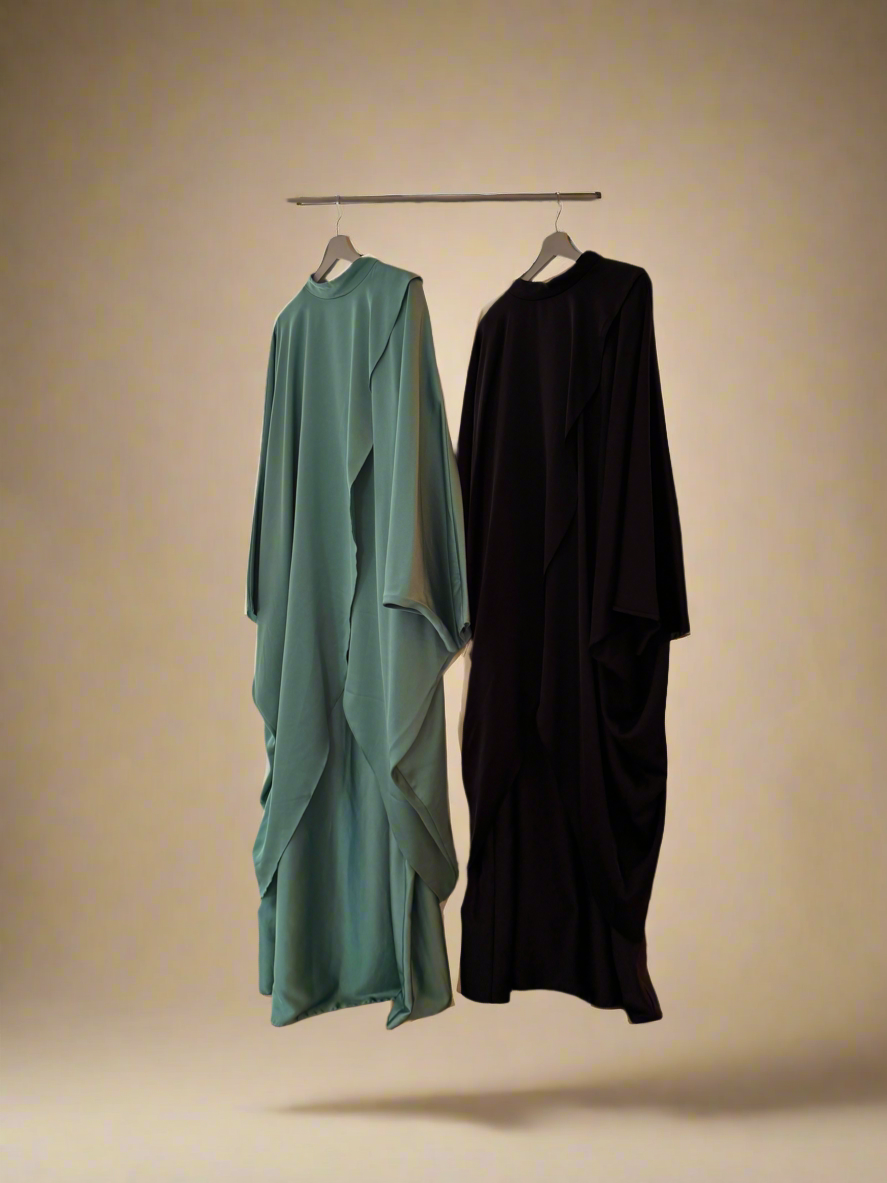 Silky Light Turquoise Poncho & Dress Set