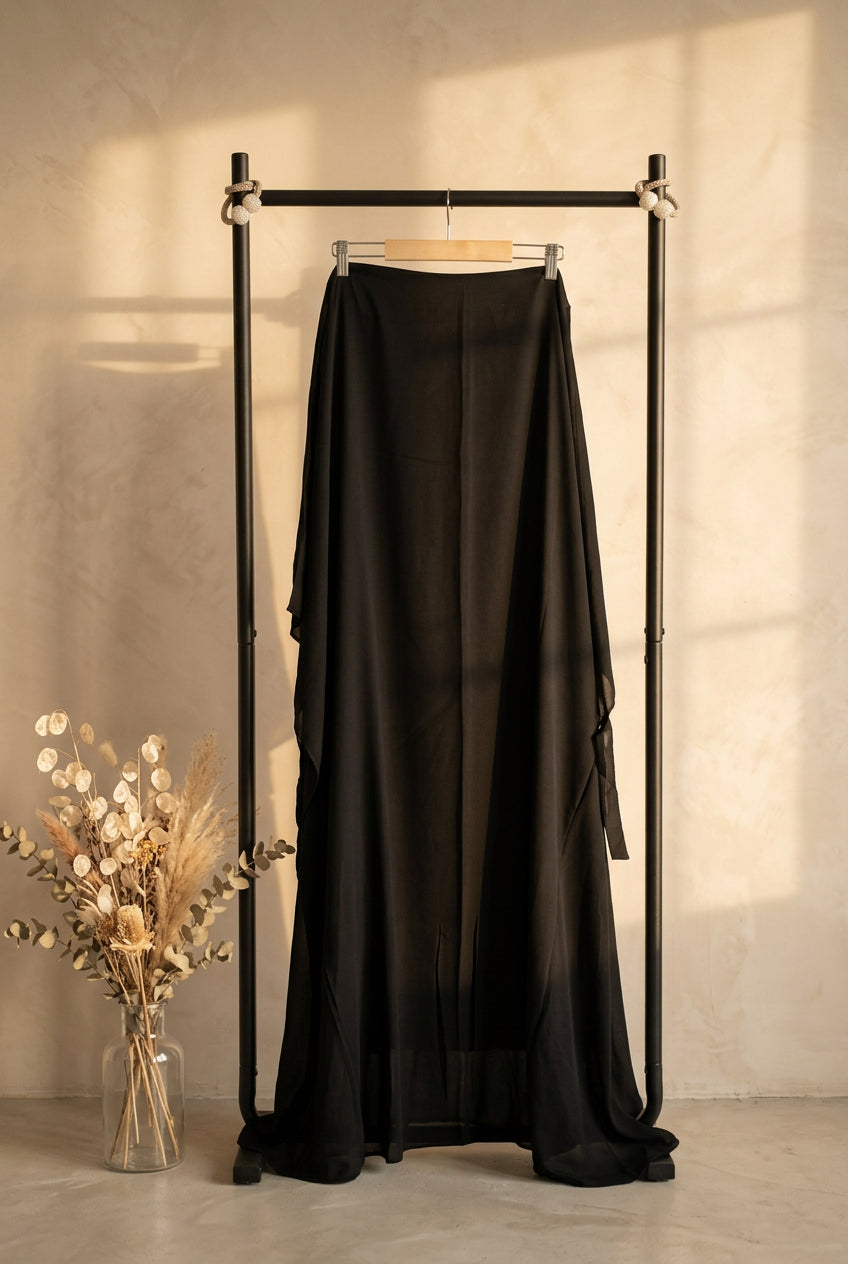 Pinched & Stringed Black Niqab Cape