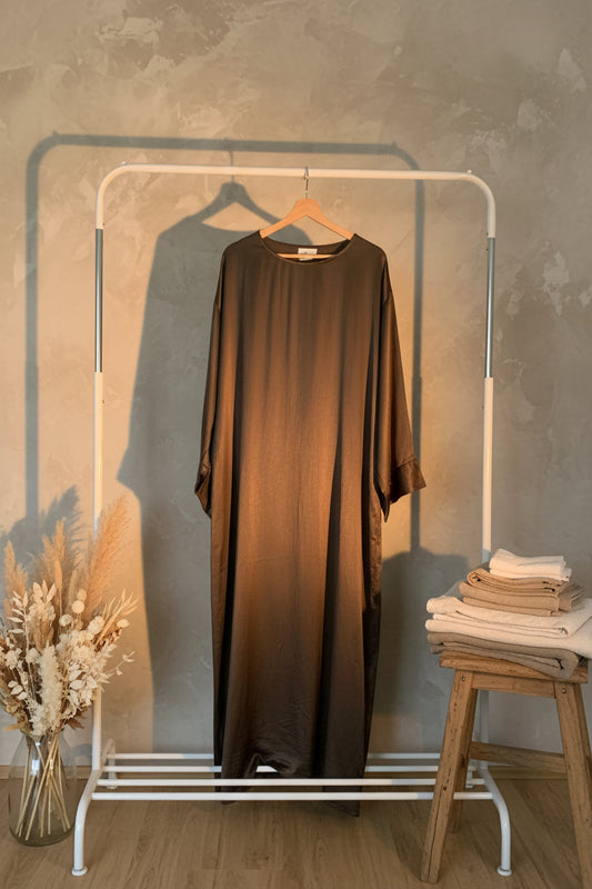 Rigged Silky Bronze Gown