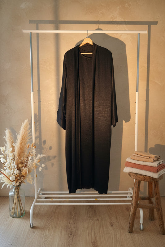 Distress Designed Black Abaya Set