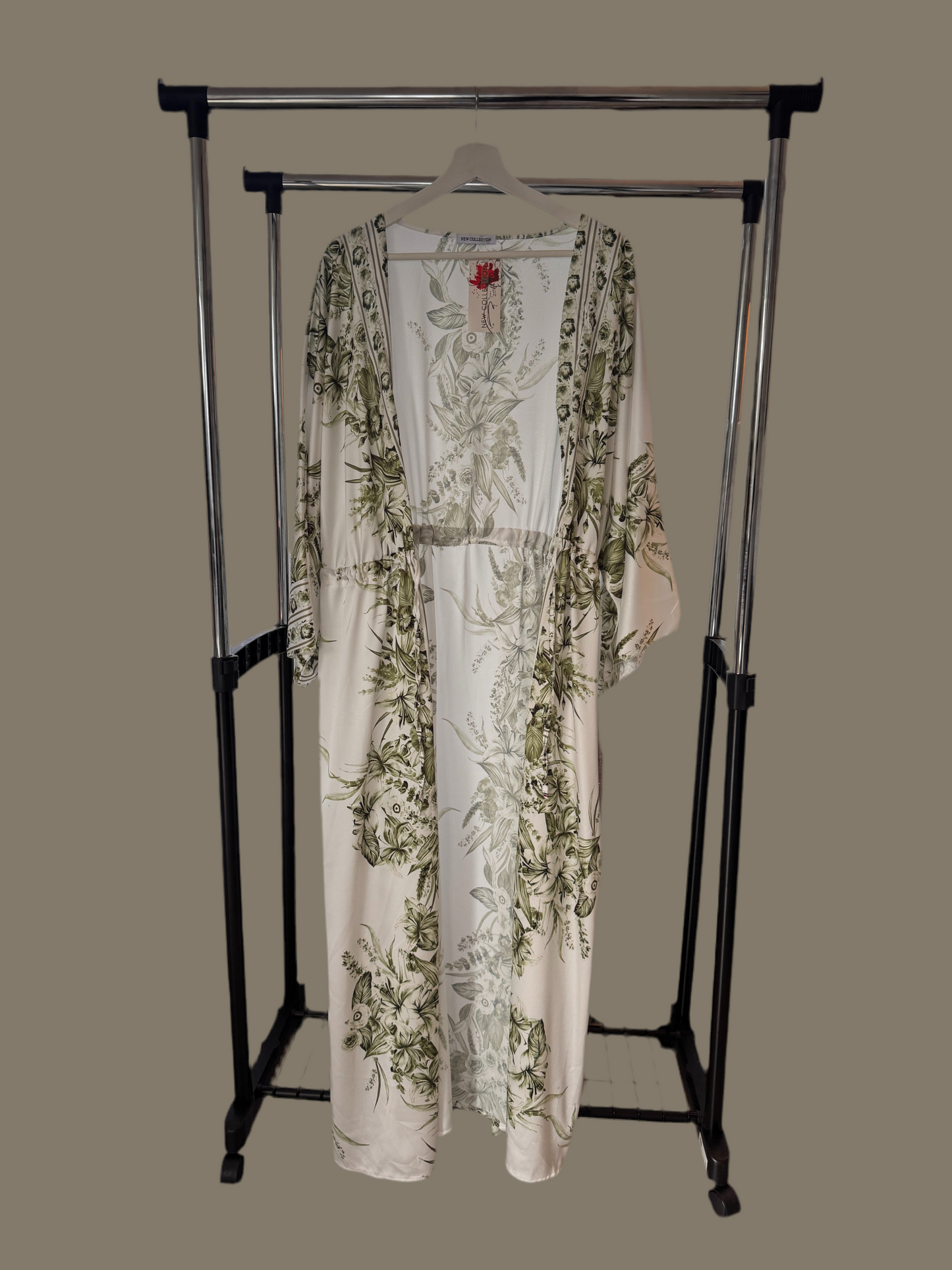 Dark Green & White Floral Abaya